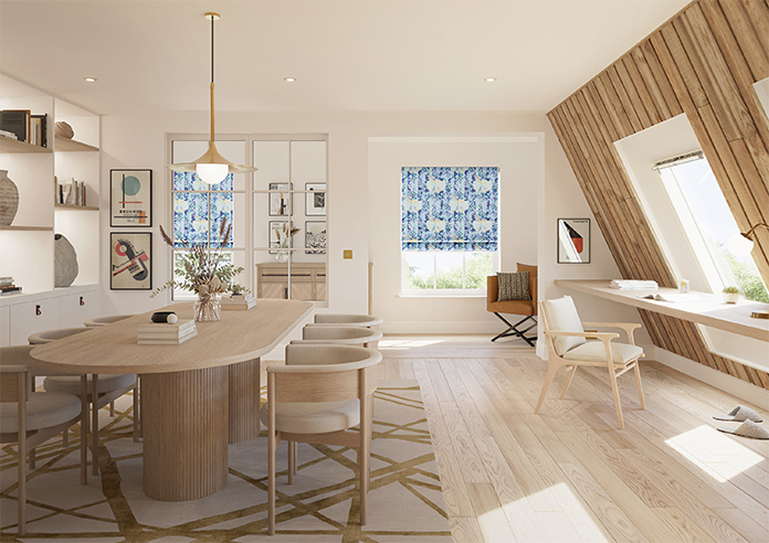 Faded Glamour, China Blue Stripe - Roman Blind - Image 8